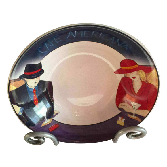 Vtg 1998 Sango Cafe Americana Oval Cereal Soup Bowl Replacement Man Woman - Picture 1 of 5